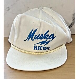 Vintage Muska Electric White Otto Cap Strapback Hat One Size Skateboard